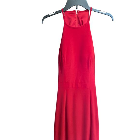 Sherri Hill Red Halter Open Back Gown Size 6 Long Formal Prom Dress - Picture 3 of 6